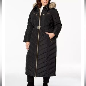 Michael Kors Navy Puffer Coat with Fur Hood